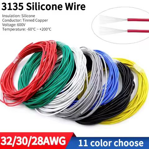 Silicone Copper Wire 32AWG 30AWG 28AWG Heat Resistant Soft Rubber Insulated Flexible UL3135 Electron