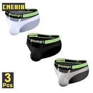 CMENIN 3PCS Cotton Men's Thong Man Underpants Breathable Stringi Men Underwear Jockstrap Panties Nude Male MP245