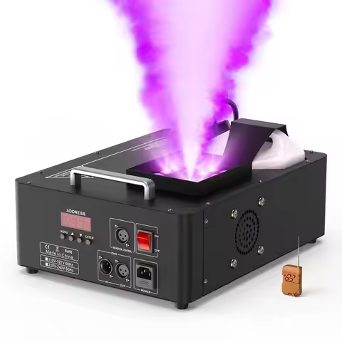 1500W Fog Machine with 24 RGB LED Effect Lights,Vertical Smoke Machine Wireless Remote & DMX Control