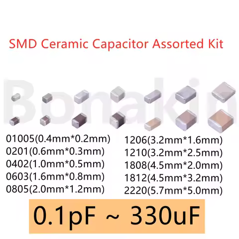 01005 0201 0402 0603 0805 1206 1210 1808 1812 2220 SMD Ceramic Capacitor Assorted Kit 100PF 10NF 100