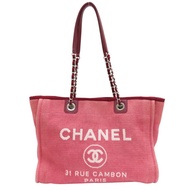 紅色 帆布 Deauville MM 托特包【CHANEL 香奈兒】 A67001