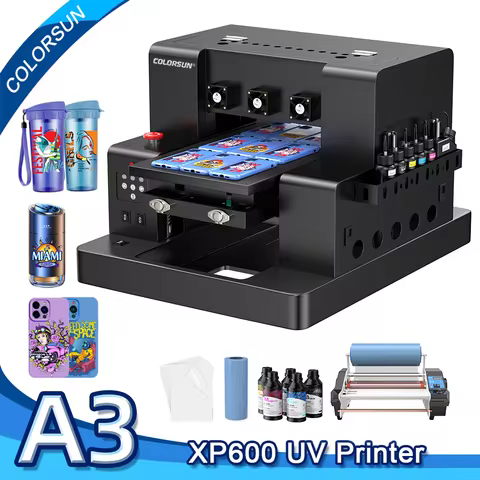 Colorsun A4/A3 UV DTF Flatbed Printer for Epson XP600 Impressora UV DTF Printing machine For Metal A