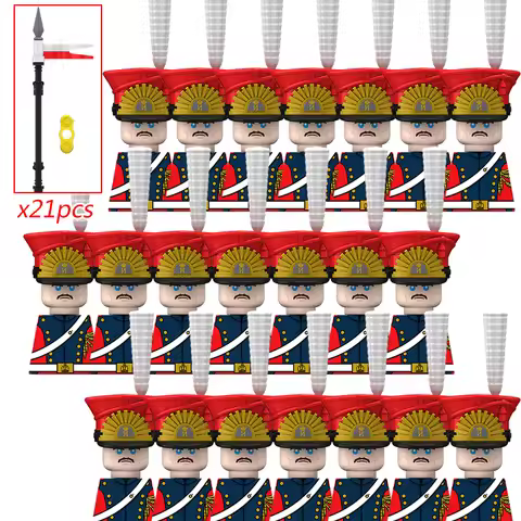 21pcs WW2 Military Napoleonic Wars Building Blocks Weapon Netherlands Army Soldier Medieval Sword Ca