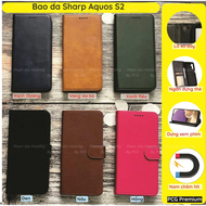 Bao da Sharp Aquos S2 chất liệu da cao cấp sang trọng có ngăn chứa thẻ nắp gập chống đỡ xem phim