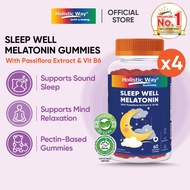 [Bundle of 4] Holistic Way Sleep Well Melatonin Gummy - Halal | Vegan (60 Gummies x 4) with Passiflo