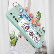 (มีสายรัดข้อมือ) Jinsouwe เคสมือถือเคสโทรศัพท์เคส Realme 5 5I 5S 6I 6 Pro Realme 7 4G Realme 7 5G สำหรับหญิง Doraemon Liquid ปลอกกล้องป้องกันกรณีฝาครอบ