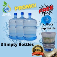 APPLE GREEN Botol Air Kosong 5 Gallon (19 Litres) Premium Quality 5 gallon Empty Water Bottle FREE 1