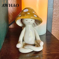 [AWHAO] Yoga Mushroom Statue Resin Tabletop Decor Meditation Mushroom Statue Mushroom