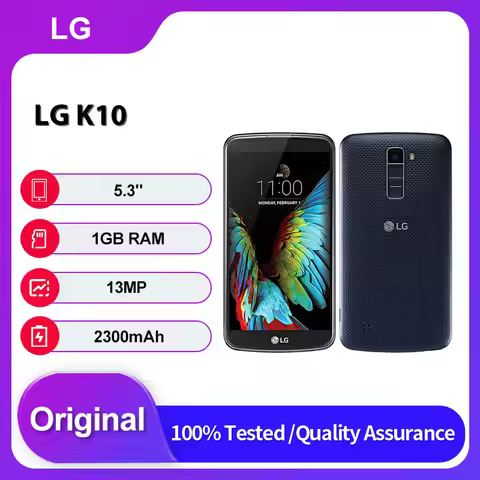 Original Unlocked LG K10 (2017) Fingerprint Bluetooth 16GB 2GB RAM 5.3 inches Android 7.0 Mobile Pho