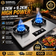 ✨5 Years Warranty✨9.9KW+9.9KW dapur gas stove stainless steel/dapur gas 2 tungku/2in1 tanam+desktop/