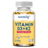 soomiig Vitamin D3 K2 K2 D3 Vitamin Supplement for Calcium Absorption Bone Strength Cardiovascular &
