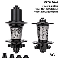 ZTTO MTB Hub Bike 6 Pawls Disc Brake Hub 32Hole Hub XD/HG/MS Thru Axle 12x142 15x100 32H Maza QR 10x