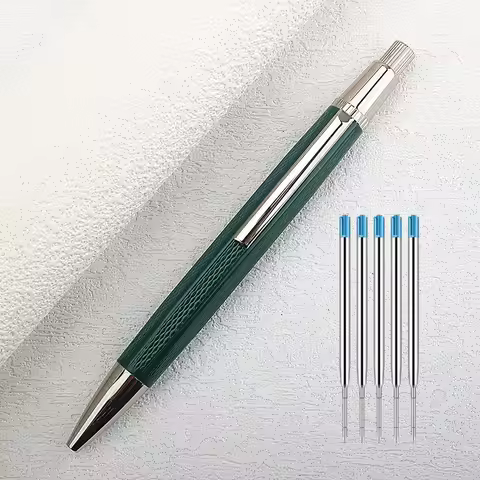 Business 3021 Press Metal Ballpoint Pen, Retractable 0.7MM Nib Metal with Clip Writing Pen