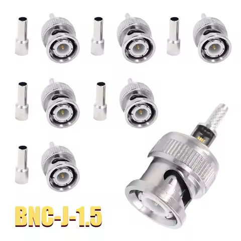 Copper Connector Crimp Extrusion BNC-J-1.5 Nickelplated Adapter for RG174 RG316 LMR100 Cable