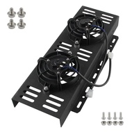 Large Dual Pass Bar&Plate Durable Oil Cooler fan cover with Bis- 2×5.5" Electric Fan Universal  Alum