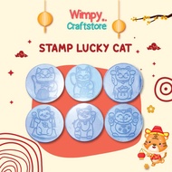 Cookie Stamp Kucing Hoki Imlek Debossing Fondant Clay Coklat Kue