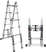 Telescoping Extension Ladder,Telescopic Ladder Multi-Purpose Aluminium Loft Ladder Extendable A-Frame Foldable Ladder Standard 330lbs Capacity for Household Daily Or Hobbies(Size:16.40ft/5m)