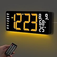 17.5β Digital Wall Clock, LED Display with Time, Date, Month, Temperature & Humidity, Remote Control