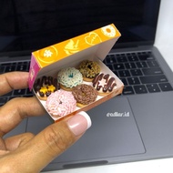 MINIATURE FRIDGE MAGNET SOUVENIR BOX DONUT DUNKIN + CONTENTS 6PCS DONUT CLAY