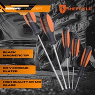 SHEFFIELD S2 Slotted Screwdriver (Cr-Mo blade, Cr-V chromed, Magnetic tip) Pemutar Skru Alat Steel T