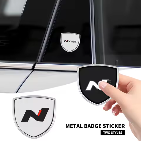 1/2pcs 3D Car Styling Shield Emblem Badge Metal Stickers Decor Decals For Hyundai N Line Tuscon NX4 