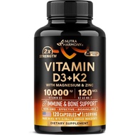 Vitamin D3 K2 - Vitamin D3 10000 iu & K2 as MK-7 120 mcg - Immune & Mood Support, for Bone & Teeth H
