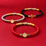 2026 Horse Cinnabar Five Elements Fu Character Buckle Bracelet Benming Red Rope Bracelet Men Women C