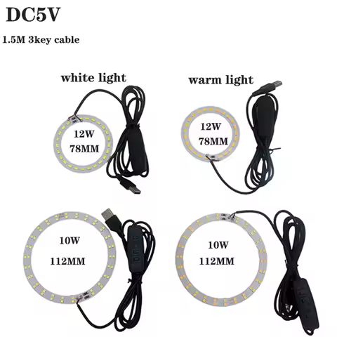 1Pcs DC5V USB 1.5M 3Keys Switch Controller Cable with One Color LED Ring Light Bulb Board Lamp Sourc
