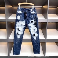 VJIV Dsquared2 Jeans Men New Style Small Straight Light Luxury Embroidery Retro Slim Long Pants