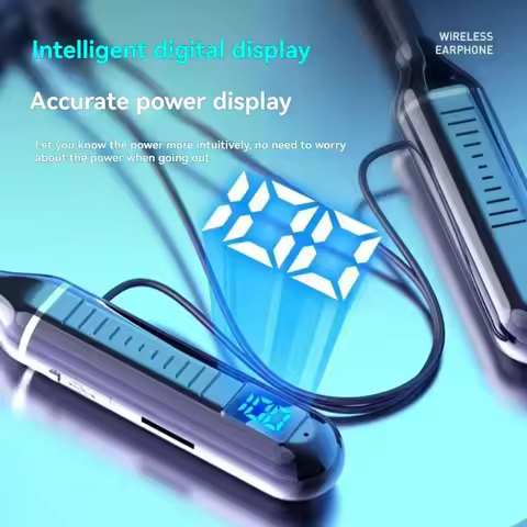 Digital Display Wireless Headset Large Capacity Half In-Ear Neckband Earphones Long Battery Life Mag