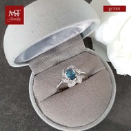 MT แหวนพลอยแท้ ลอนดอนบลูโทพาส (London Blue Topaz) ตัวเรือนเงินแท้ชุบทองคำขาว ตัวเรือนเงินแท้ ชุบทองคำขาว  Natural Gemstone Silver Ring (gr588) ไซส์ : 54, 57 MT Jewelry (มณีธารา)
