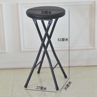 Foldable Dining Table and Chair Portable Simple Black Home Stool Bar Stool round Stool Heightened Sitting Height