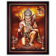 MYTHOLOGY CENTRE Lord Hanuman Ji Hanumanji Jai Bajrangbali Wall Painting Framed Home Decor (Wood,Mat