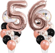 Rose Gold 56th Party Balloon Decorations Gold for Girls Boys XXL Happy 56 Birthday Banner Number 56 