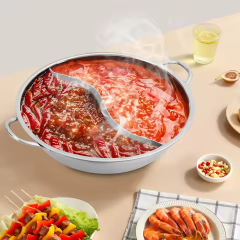 Stainless Steel Hot Pot with Divider, 2-in-1 Double Soup Base Pot, Multi-Function Cooking Pot for Fa