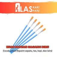Kuas satuan gagang biru Flat untuk repaint sepatu