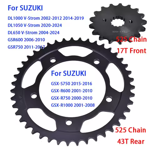 525 17T Front 43T Rear Sprocket for SUZUKI DL1000 DL1050 DL650 GSXR1000 GSXR750 GSR600 GSR750 DL GSX