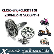 เฟืองท้าย ชุดเฟืองส่งกำลัง CLCIKคาบูCLICK110I ZOOMERX SCOOPY I เฟืองเกียร์ ชุดเฟืองท้าย Honda zoomer