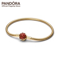 Pandora Disney Beauty and the Beast Enchanted Rose Snake Chain Bracelet