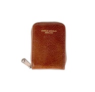 Charles Berkeley BUXTON-EX Mens Leather Cardholder with Zipper Top Grain Genuine Cow Leather Durable