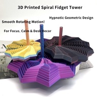 3D Printed Spiral Tower Fidget Toy – Octagon Handle Geometric Brain Teaser Desk Puzzle fidget toy 3d