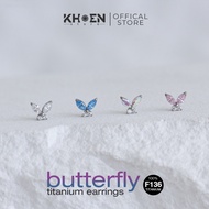 (1 Piece) Small Stone Butterfly Earrings - Titanium F136 - Earrings store