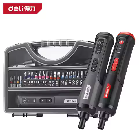 Deli 4V Cordless Electric Screwdriver Set, 3-Torque Adjustable, 2000mAh Battery, Type-C Fast Chargin