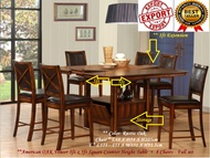 BUCKINGHAM Counter Height 5ft x 5ft Square Dining Table +BS35 C + BS95S SWIVEL C 1 +6 SET American