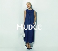 MUDEE เดรสลินินแขนกุด สีกรม Sleeveless Navy Linen Dress