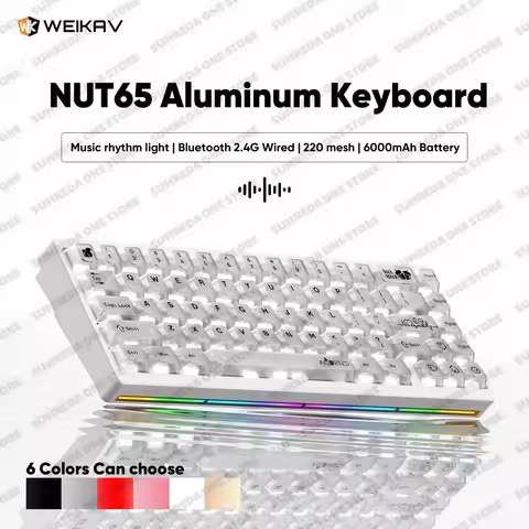 WEIKAV NUT65 Mechanical Keyboard Kit 68% layout Aluminium Gaming Keyboard BT 2.4G Wired Gasket RGB Q