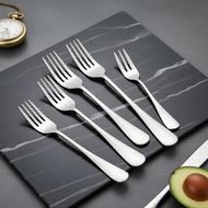 Set of 6 304 Stainless Steel Dessert Forks – Sleek 2-Tine & 3-Tine Design for Fruit