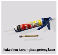 FREE!!! Alat Potong Kaca PAKET MURAH Tembakan Lem + Sealent Kaca 320 Gram Lem Kaca Aquarium Akuarium