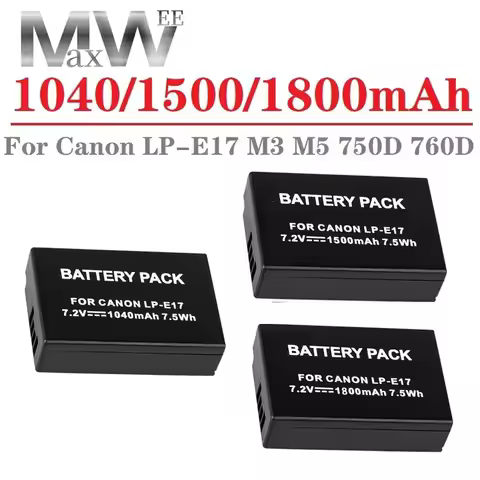 1040/1500/1800mAh LP-e17 LPe17 LP e17 Rechargeable Battery for Canon EOS M3 M5 750D 760D T6i T6s 800