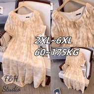 F&H 4257-2XL-6XL Plus Size Women French Style Short Sleeves Long Dress